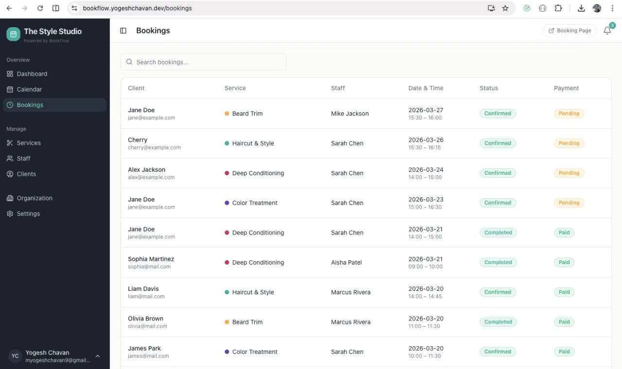 Bookflow - Multi-Vendor Appointment Booking Platform
