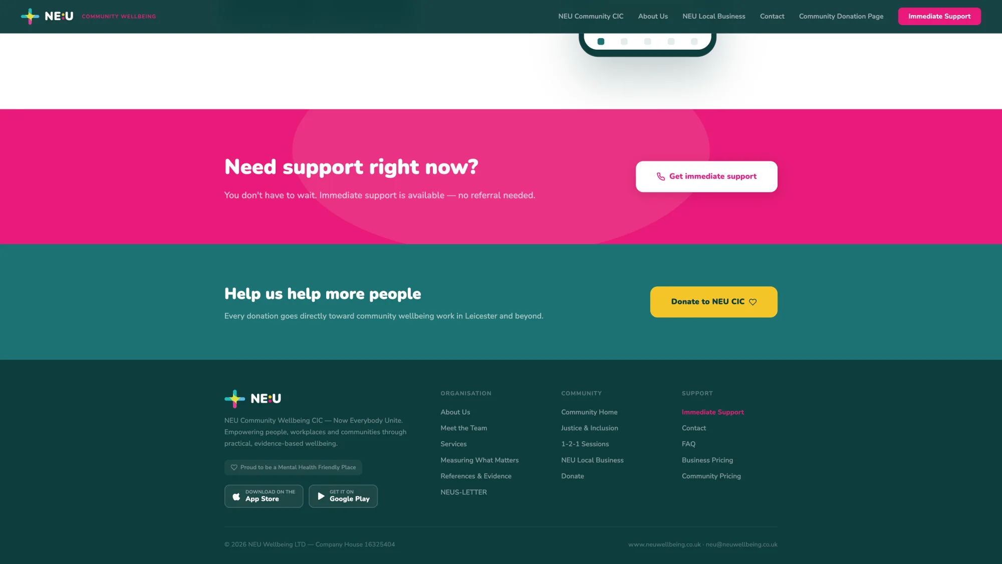 NEU Wellbeing Site Redesign
